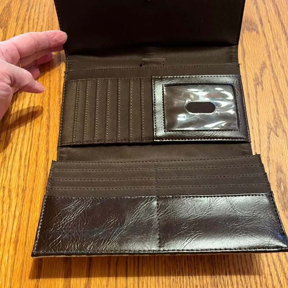 Women's Brown and Khaki Trifold Wallet/Credit Card/ID Holder